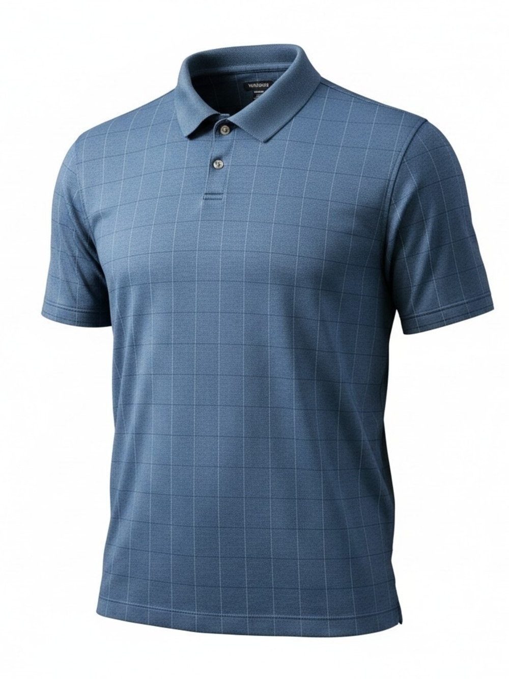 ​Van Heusen Mens XXL Golf Polo Shirt Blue Plaid Short Sleeve Casual Top